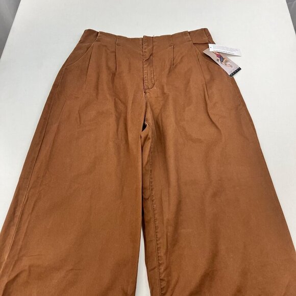 Sofia Jeans Womens Wide Leg Trousers Pleated Front Brown Size 10 Luxe Twill New - Picture 2 of 10